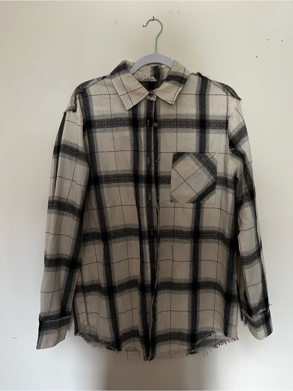 La Miel Oversized White & Black Plaid Button Down Shirt